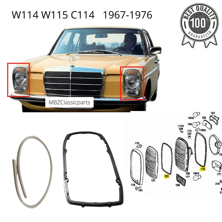 W114 W115 Sealing Headlight Complete Set NEW - MBZCLASSICPARTS