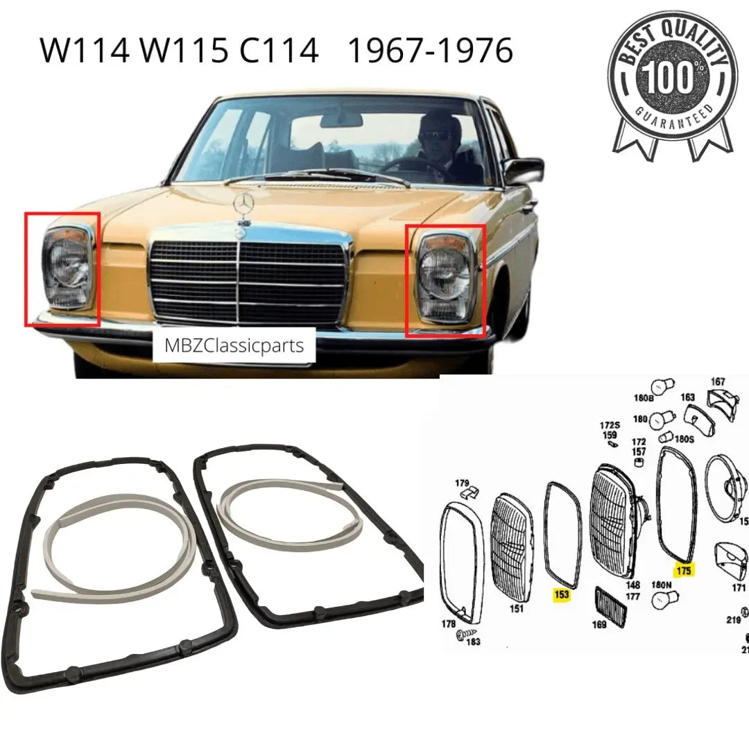 ベンツw114 w115 フロントヘッドライト Mercedes Benz w114 w115 Bosch euro headlight headlamp | eBay