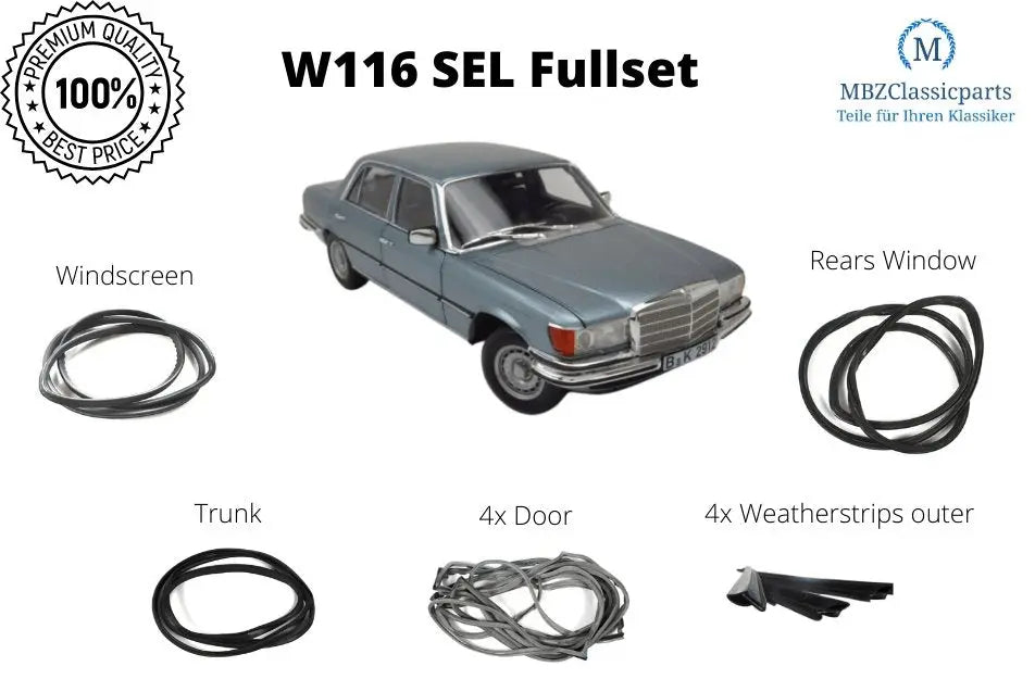 W116 S SE SEL Fullset Seals OEM Quality NEW - MBZCLASSICPARTS 