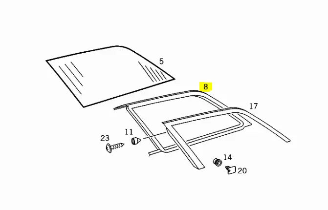 W124 T-Modell Dichtungsrahmen Fondseitenfenster links 1246701939 